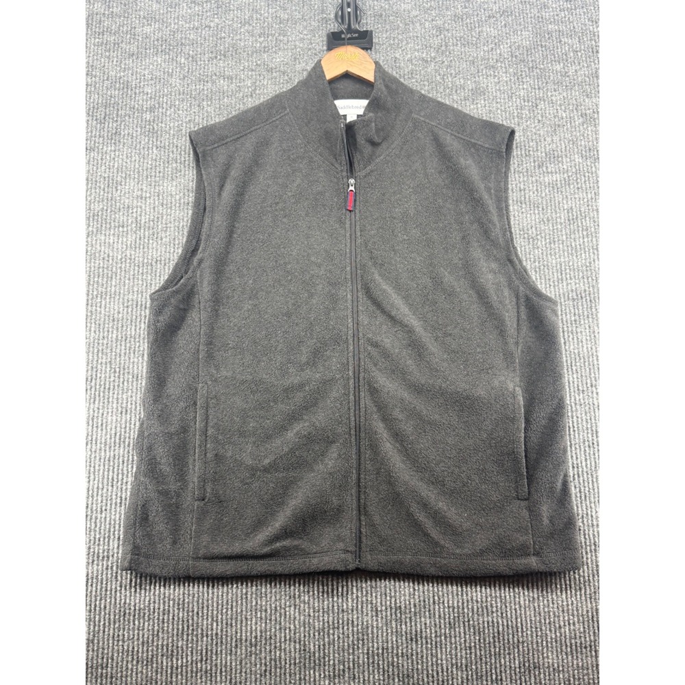 Saddlebred Fleece Vest Men XL Gray Excellent Full Zip Mock Neck Pockets